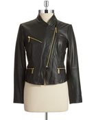 MICHAEL Michael Kors Zippered Leather Jacket - Lyst