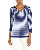 Joseph A . V-Neck Stripe Knit Hooded Sweater - Lyst