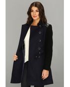 DKNY Trench W Boiled Wool Sleeve Coat - Lyst