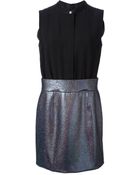Victoria, Victoria Beckham Shiny Contrast Skirt Dress - Lyst