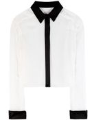Alice + Olivia Rita Cropped Silk Shirt - Lyst