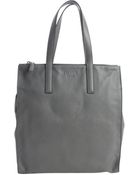 Prada Gray Saffiano Leather Large Shopper Tote - Lyst