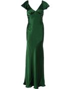 John Galliano V-Neck Silk Long Dress - Lyst