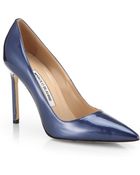Manolo Blahnik Bb Metallic Leather Pumps - Lyst