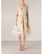 Oscar de la Renta Bow Embroidered Skater Dress - Lyst