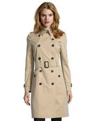 Burberry Honey Cotton Woven Double Breasted Trench Coat - Lyst