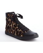Lanvin Tan And Black Leopard Print Calf Hair High Tops - Lyst