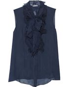 Oscar de la Renta Ruffled Silkchiffon Top - Lyst