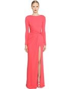 Elie Saab Gathered & Twisted Viscose Jersey Dress - Lyst
