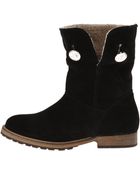 Armani Jeans Suede and Shearling Foldover Bootie - Lyst