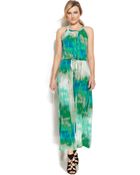 Calvin Klein Printed Blouson Maxi Dress - Lyst