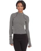 Free People Striped Mock Neck Tee - Lyst