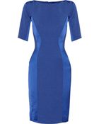 Lela Rose Satin-Paneled Linen-Blend Dress - Lyst