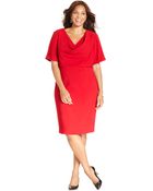 Anne Klein Plus Size Short-Sleeve Drape-Neck Sheath - Lyst