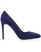 Prada Navy Suede Almond Toe Pumps - Lyst