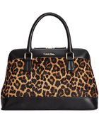 Calvin Klein Faux Fur Haircalf Satchel - Lyst