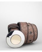 Bottega Veneta Mud Intrecciato Border Calf Sphere Belt - Lyst
