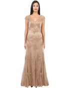 Sue Wong Lace Godet Gown - Lyst