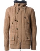 Paolo Pecora Cable Knit Hooded Cardigan - Lyst