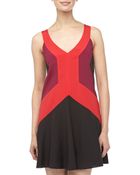 Jay Godfrey Colorblock A-Line Flounce Dress - Lyst