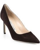 Manolo Blahnik Bb Suede Point-Toe Pumps - Lyst