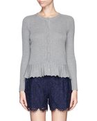 Tory Burch 'Margaret' Peplum Cardigan - Lyst