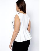 Asos Curve Peplum Top with Lace and Mesh Insert - Lyst