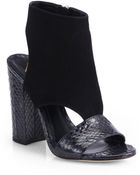 B Brian Atwood Biella Cutout Snakeskin & Suede Sandals - Lyst