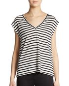 Alice + Olivia Striped V-Neck Tee - Lyst