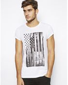 Asos Tshirt with Flag Print and Roll Sleeve - Lyst