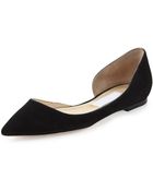 Jimmy Choo Walton Suede Half Dorsay Flat Black - Lyst