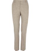 River Island Oat Brown Tweed Skinny Suit Trousers - Lyst