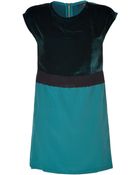 Fendi Bottle Green Silk/Velvet Dress - Lyst