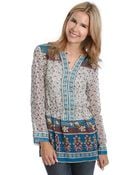 Lucky Brand Mixed Print Tunic Top - Lyst