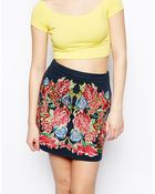 Asos Premium A-Line Skirt With Floral Embroidery - Lyst