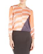 Giorgio Armani Orange Printed Silk Blouse - Lyst