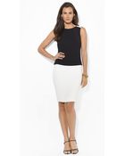 Lauren by Ralph Lauren Two-Toned Stretch-Crepe Dress - Lyst