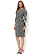 Lauren by Ralph Lauren Petite Three Quarter Sleeved Jersey Dress - Lyst