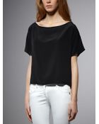 Patrizia Pepe Tunic Shirt With Short Sleeves In Silk - Lyst