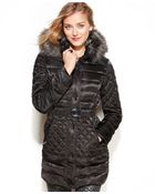 Guess Coat, Hooded Faux-Fur-Trim Quilted Puffer - Lyst