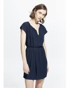 Mango Faux-Leather Belt Dress - Lyst