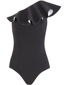 Lisa Marie Fernandez Ruffled Shoulder Swimsuit - Lyst