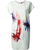 MSGM Painterly Print Shift Dress - Lyst