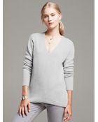 Banana Republic Ribbed Cashmere Vee Pullover - Lyst