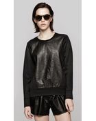 Helmut Lang Leather Combo Sweatshirt - Lyst