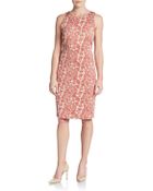 St. John Metallic Floral Knit Dress - Lyst