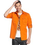 Sean John Long Sleeve Solid Utility Shirt - Lyst