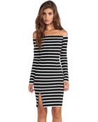 Nicholas Riviera Stripe Off Shoulder Long Sleeve Dress - Lyst