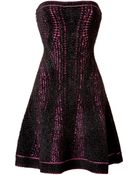 Hervé Léger Printed Velvet Strapless Dress - Lyst