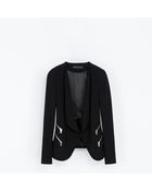 Zara Blazer With Draped Front And Zips - Lyst